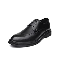 Men's PU Leather Oxford Wingtips Brogue Lace Up Burnished Toe Shoes Slip Resistant Formal