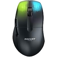 ROCCAT Kone Pro Air Gaming PC Wireless Mouse, Bluetooth Ergonomic Performance Computer Mouse with 19K DPI Optical Sensor, AIMO RGB Lighting & Aluminum Scroll Wheel, 100+ Hour Battery Life, Black