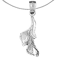 Silver 3D Flower Necklace | Rhodium-plated 925 Silver 3D Lily Flower Pendant with 18