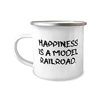 Unique Model Railroads 12oz Camper Mug, Happiness is a Model Railroad, Unique Gifts for Friends from Friends, Birthday Gifts, Funny model railroad gifts, Funny model train gifts, Funny toy trains,