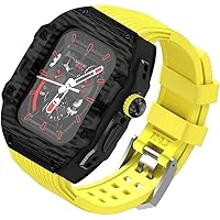 OTGKF Watch Band Carbon Fiber Titanium Metal Rubber Watch Strap for Apple Watch Ultra 49 45 44mm Luxury Watch Band Mod Kit for iWatch 9 8 7 6 5 4 SE Series DIY