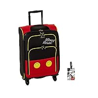 American Tourister Disney Mickey Mouse Pants Softside Spinner 21 with Matching ID Tag