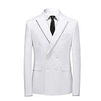 Men's Double Breasted Suit Slim Fit Blazer Solid Color Prom Tuxedo