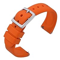 ANNEFIT Silicone Watch Bands, Quick Release Rubber Sport Strap 18mm with Classic Silver Clasp (Orange)