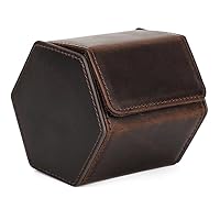 Elegant Hexagonal Design Watch Storage Case - Compact, Portable, and Handcrafted Genuine Leather Watch Organizer