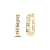 The Diamond Deal Yellow-tone Sterling Silver Womens Baguette Diamond Hoop Earrings 1/4 Cttw