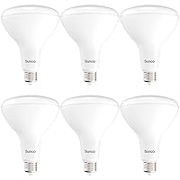 Sunco 6 Pack BR40 Light Bulbs, LED Indoor Flood Light, Dimmable, CRI94 2700K Soft White, 100W Equivalent 17W, 1400 Lumens, E26 Base, Indoor Residential Home Recessed Can Lights, High Lumens - UL