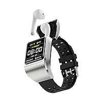 G36 Pro Smart Bracelet 2 in 1 Smart Watch TWS Wireless Bluetooth Headset 1.3 Inch Screen Heart Rate Blood Pressure Oxygen Fitness Tracker Earbuds Music Wristband Earphone Smartwatch (G36Pro Silver)