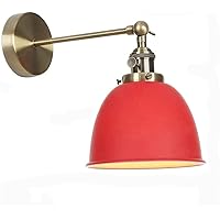 Retro Wall Lamp, Adjustable Wall Sconce, Bedside Reading Lamp, Swing Arm Wall Light, American Country Style Wall Decor, Indoor Lighting Fixtures for Living Room Bedroom Hallway Hotel (Color : Red)