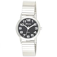 Ravel Unisex Easy Read Watch with Big Numbers on Stainless Steel Expander Bracelet