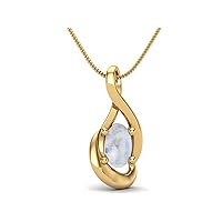 MOONEYE Dainty Oval Minimalist Solitaire Rainbow Pendant Necklace 925 Sterling Silver Oval Shape 5x3mm