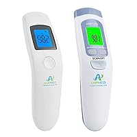 AE1 and AMP1906 Non-Contact Touchless Infrared Digital Forehead Thermometer Bundle for Adults and Babies
