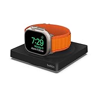 Belkin Apple Watch Charger - Fast Wireless Charging Pad - Travel Charger with Nightstand Mode W/USB-C Cable Included for Apple Watch (Compatible with All Models) - Black