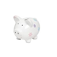 Kate & Milo Mini Floral Piggy Bank, Newborn Keepsake Gift, Toddler Gift and New Baby Gift, Ceramic Money Bank for Kids, Baby Girl Nursery Décor, Flowers
