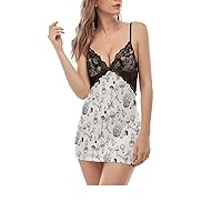 All-Over Print Women's Back Straps Cami Dress with Lace | Funky Fungi