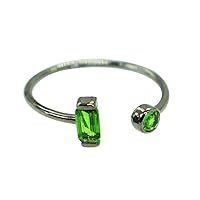 Green Chrome Diopside Lightweight Piece Eternity 925 Sterling Silver With Black Rhodium Ring