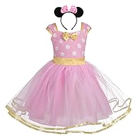 Dressy Daisy Little Girl Polka Dots Fancy Dress Up Costume Birthday Party Tulle Dresses with Headband Size 8-10 Pink 203