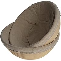 Premium 9 Inch Round Bread Banneton Proofing Baskets - Set of 2, Ideal for Artisan Sourdough Bread Making, Professional Quality for Home Bakers - Includes Linen Liners and Dough Scrapers