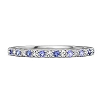 0.18 Cts Tanzanite Gemstone Half Eternity Band 925 Sterling Silver Unique Stackable Ring