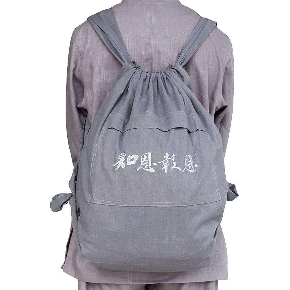 ZooBoo Unisex Buddhist Bag Monk Backpack - Shaolin Temple Embroidery Kung Fu Bag - Cotton and Canvas