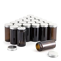 Kamenstein Glass Jars with Removable Sifter Metal Caps, Set of 24, Amber