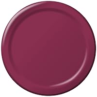 Creative Converting Burgundy Red Round Paper Plates Plastic Table Cover, 7