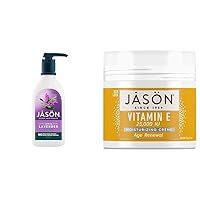 JASON Natural Body Wash & Shower Gel, Calming Lavender, 30 Oz & Moisturizing Creme, Vitamin E 25,000, Age Renewal, 4 Oz (Packaging may vary)