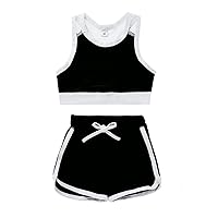ACSUSS Infant Baby Girls 2PCS Tracksuit Active Shorts Set Fishnet Y Back Vest Top and Short Casual Playwear