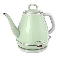 Electric Gooseneck Kettle, 1L 1500W Fast Boil, 100% Stainless Steel BPA Free Pour-Over Coffee & Tea Kettle, Water Boiler with Auto Shut & Boil-Dry Protection, Green