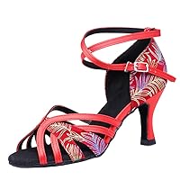 Womens Mesh Profession Leopard Latin Dance Shoes Custom Heel Ballroom Party Tango Salsa Sandals Open Toe T-bar