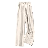 Cotton and Linen Wide Leg Pants for Women High Waisted Spring and Autumn Loose Slim Breathable Large Size Casual