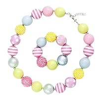 BESTOYARD Chunky Bubblegum Necklace Easter Necklace Acrylic Beads Necklace Bangle Set Easter Themed Bead Necklace Jewelry Easter Party Supplies