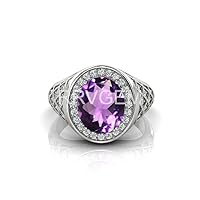 amethyst ring 2.50 Ratti Handcrafted Finger Ring With Beautifull Stone katela/jamuniya ring Silver Plated ring for unisex, Silver plated, Amethyst