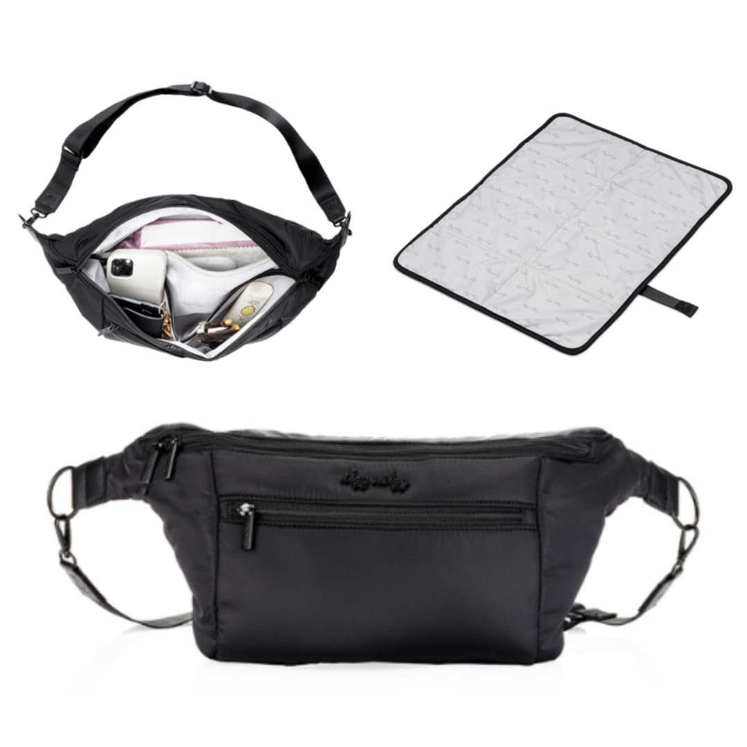 Itzy Ritzy's Ritzy Pack Fanny Pack & Crossbody Diaper Bag; Multi-Use Bag Features 6 Pockets & an Adjustable Strap; Wear As a Crossbody, Belt Bag or Shoulder Bag; Black