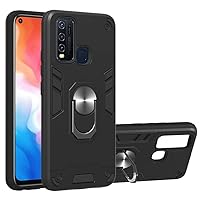 Phone Case for Vivo Y50 Case,Military-Grade Shockproof Cover with Magnetic Car Mount Ring Kickstand Holder for Vivo Y50 Protector Case (Color : Black)