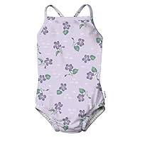 Eco Swimsuit Built-in Swim Diaper - Light Lavender Violets - 24mo