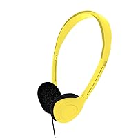 Maeline Bulk Classroom Student Headphones On Ear Stereo Headphones Adjustable Band & Foam Cushions for Kids Online Learning, Library, School, Airplane, Travel - 3.5mm Plug - 1 Pack - Yellow