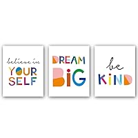 HPNIUB Watercolor Words Inspirational Quote Typography Art Print Set of 3 (8”X10”) Canvas Painting，Motivational Quote Phrases Art Poster for Nursery or Kids Room Playroom Decor，No Frame