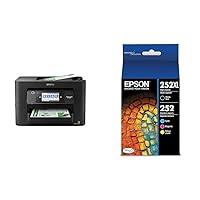 Epson® Workforce® Pro WF-4820 Wireless Color Inkjet All-in-One Printer, Black, Large & T252 DURABrite Ultra Ink High Capacity Black & Standard Color Cartridge Combo Pack (T252XL-BCS)