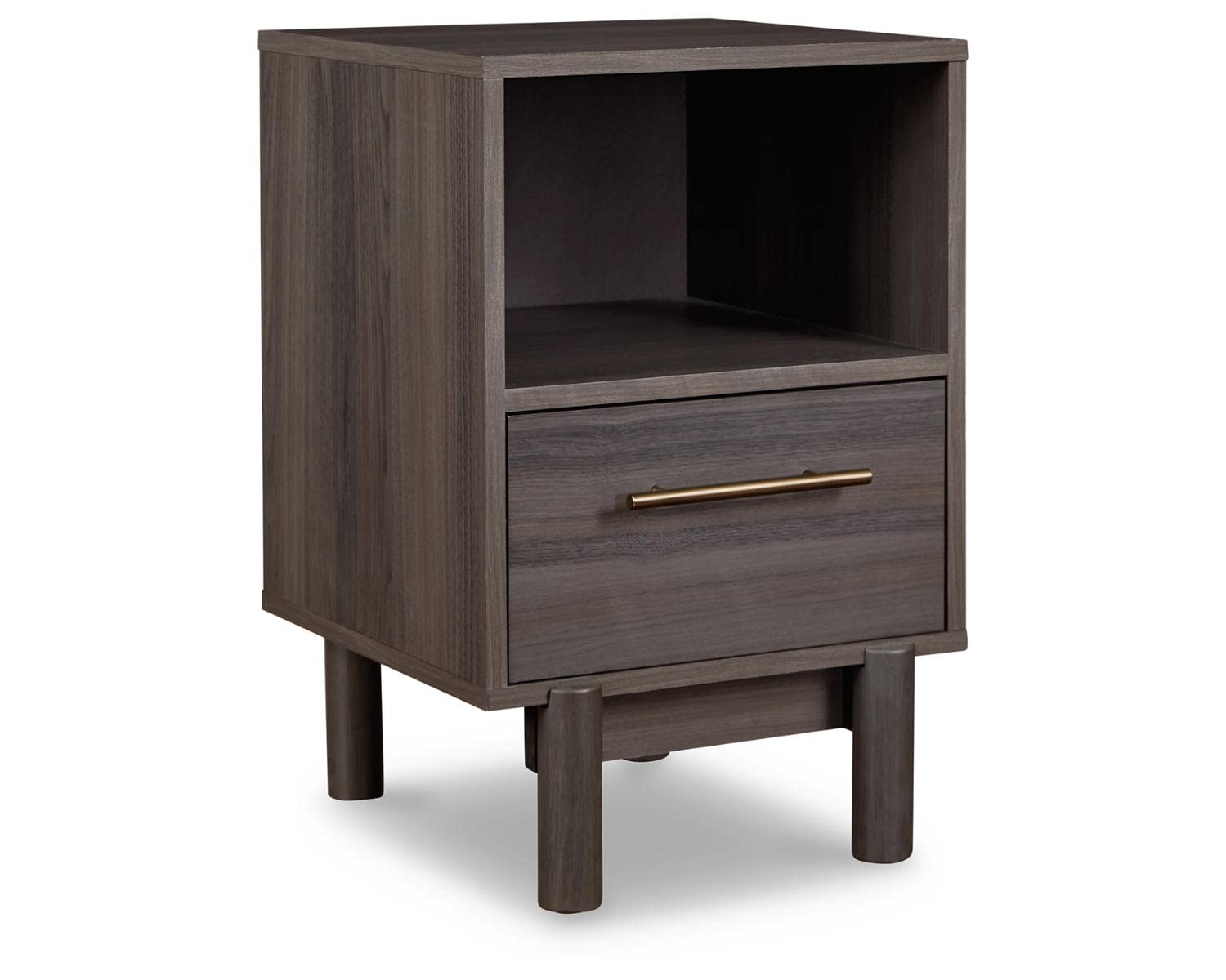 Signature Design by Ashley Brymont Mid-Century Modern 1 Drawer Nightstand, Dark Gray