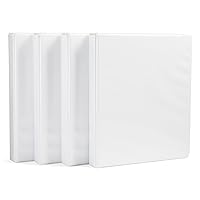 Amazon Basics 3-Ring Binder, 1-Inch - White, 4-Pack