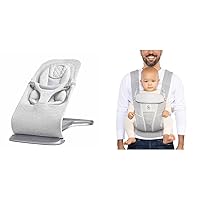 Ergobaby Evolve 3-in-1 Bouncer & All Carry Positions Breathable Mesh Baby Carrier with Enhanced Lumbar Support & Airflow (7-45 Lb), Omni Breeze, Pearl Grey
