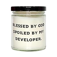 Sarcastic Developer Gifts, Blessed by God Spoiled by My Developer, Developer Scent Candle from Coworkers, Gifts for Men Women, Scented Candles, Candles, Gift Ideas, Gifts for her, Unique Gifts, Soy