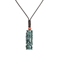 100% Pure Natural Sapphire Dragon Column Pendant Necklace