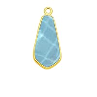 Aquamarine Stone Necklace for Jewelry Making - 10X20mm Tie Bezel Charms Pendants 24K Gold Plated Over 925 Sterling Silver Chakra Anklet DIY for Necklace Bracelet Crafting