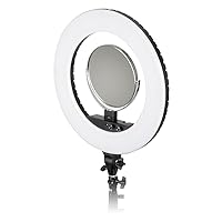 Fotodiox Selfie Starlite Vlog Pro Light - Black 18in Bi-Color Dimmable LED Ring Light for Portrait, Photography, Makeup, YouTube, Live Streaming Video; Includes Light, Phone Clamp and Vanity Mirror