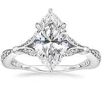 2 Carat Marquise Moissanite Engagement Ring Wedding Eternity Band Vintage Solitaire 6-prong Setting Silver Jewelry Anniversary Promise Vintage Ring Gift For Her