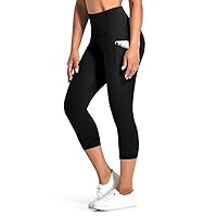 Desol Sports Leggings Women's Pocket Capri 3/4 High Waist Elastic Opaque Plus Size Sports Leggings with Side Pockets for Yoga Leisure