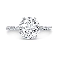 Kiara Gems 3 CT Round Moissanite Engagement Ring Wedding Eternity Band Vintage Solitaire Halo Setting Silver Jewelry Anniversary Promise Ring