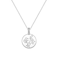HUASAI Birth Flower Necklace Silver Birth Month Pendant Necklaces for Women Girl Birthday Flower Gift